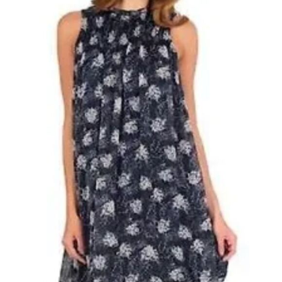 Joie Blue floral flowing mini dress in Baltic Print XL - Picture 1 of 4